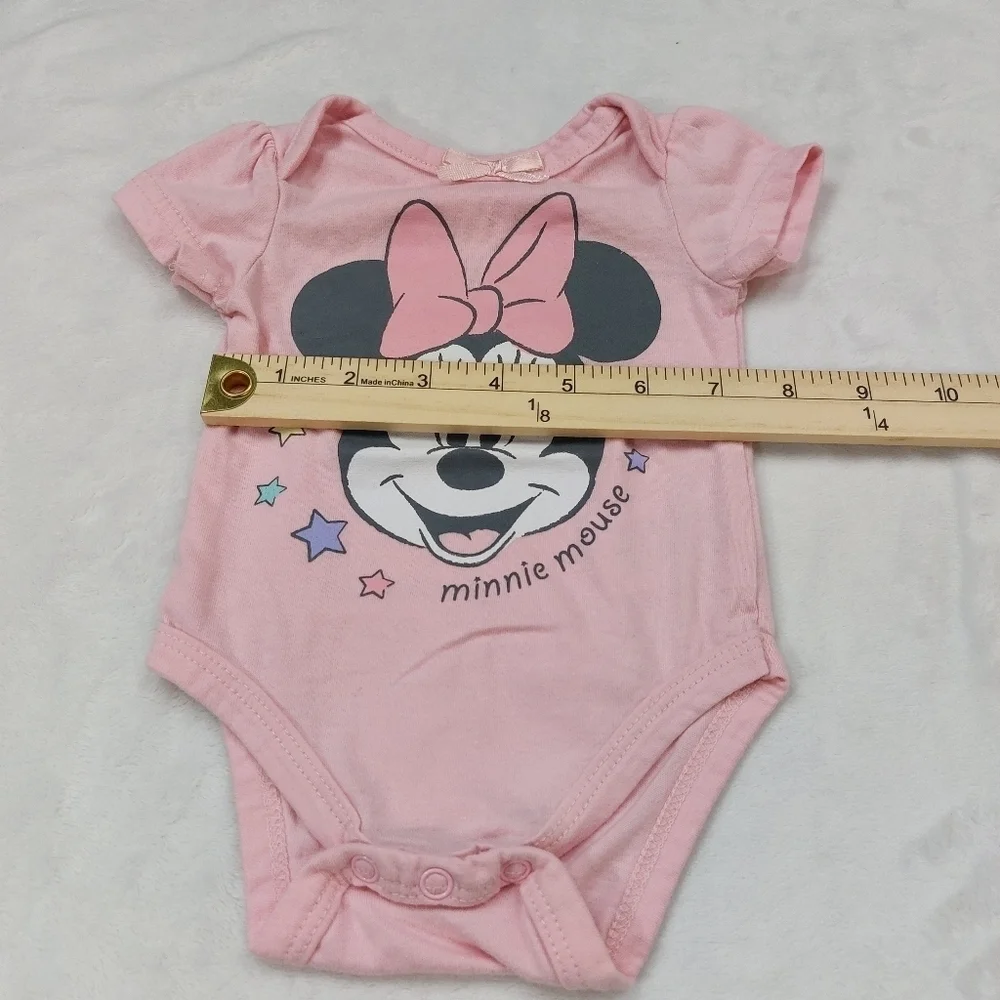 DISNEY INFANT GIRLS PINK MINNIE MOUSE SHORT SLEEVE BODY SUIT SIZE 0-3 MONTHS